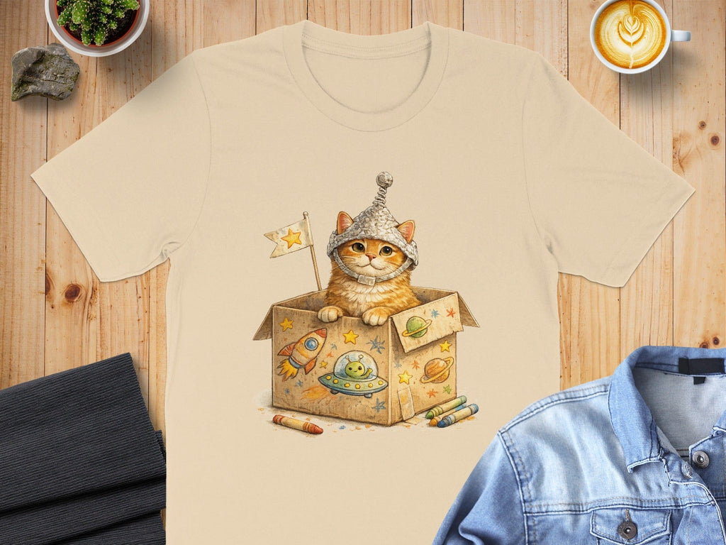 Adorable Cat Dressed As Astronaut in Box T-shirt