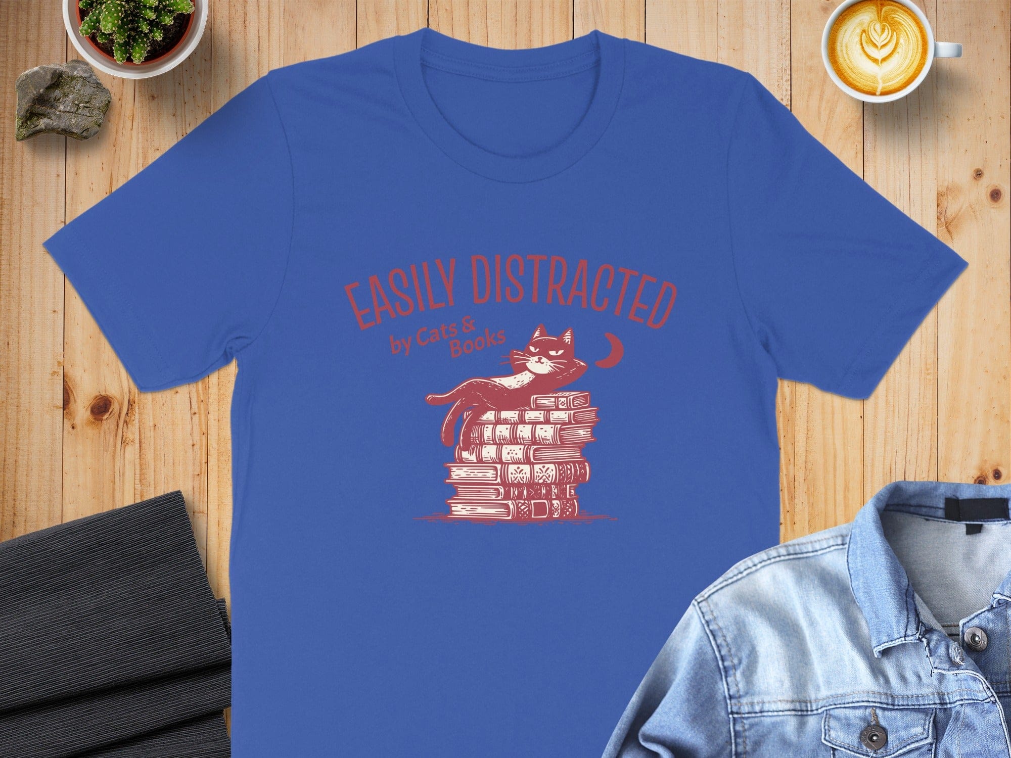 Easily Distracted by Cats and Books T-shirt