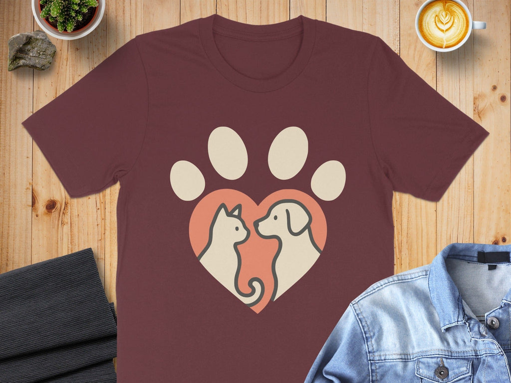 Cute Cat and Dog Heart Paw Shirt Product