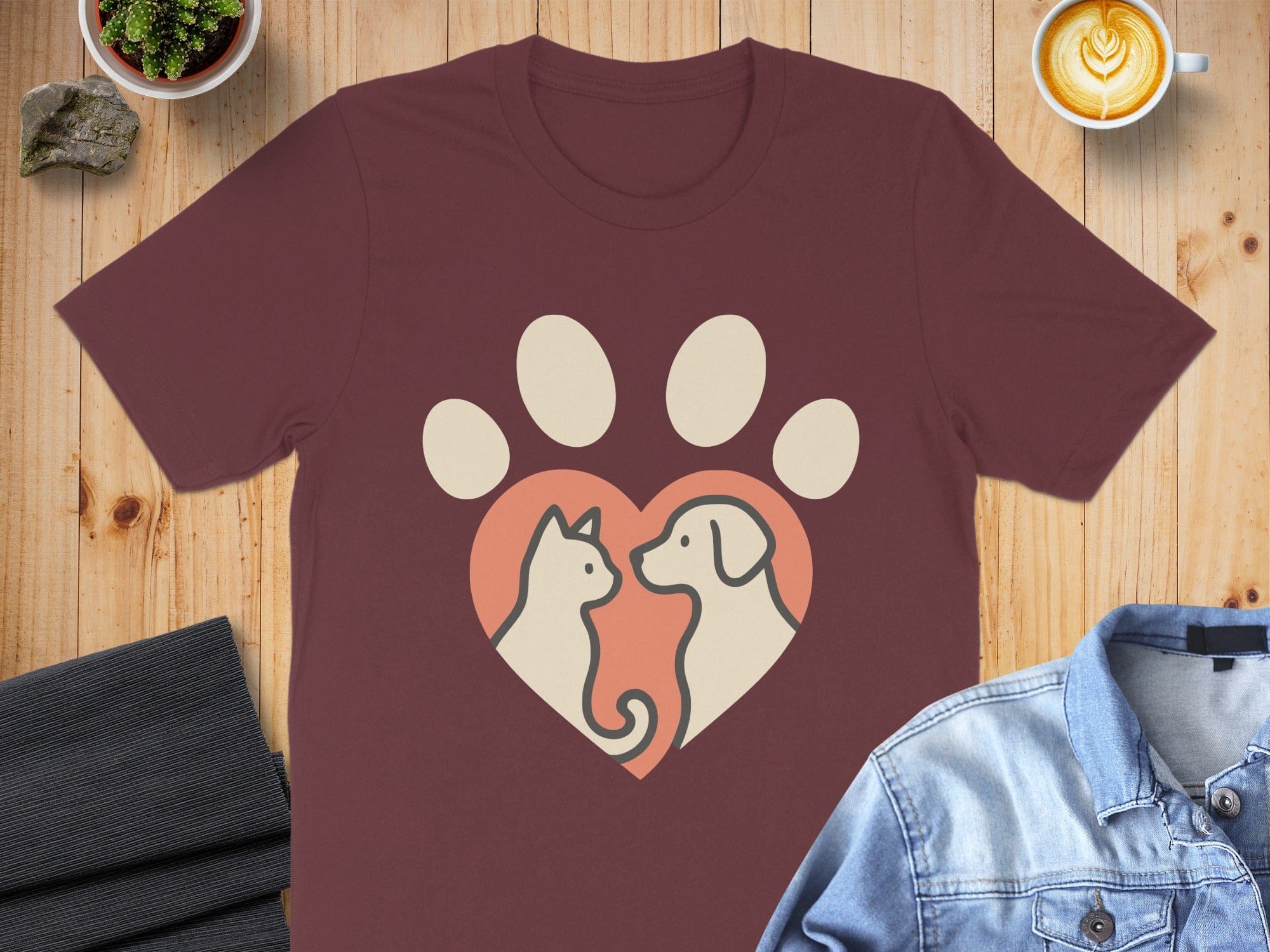 Cute Cat and Dog Heart Paw Shirt Product