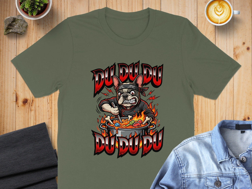 Cartoon Dog Chef with Du Du Du Graphic T-Shirt
