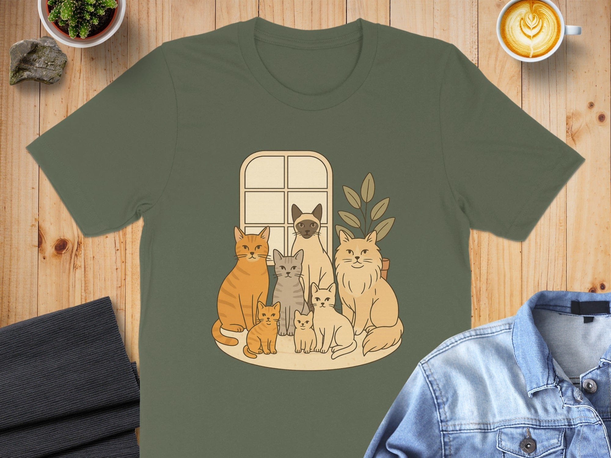 Adorable Cats Window Graphic Tee Cats Lovers Shirt