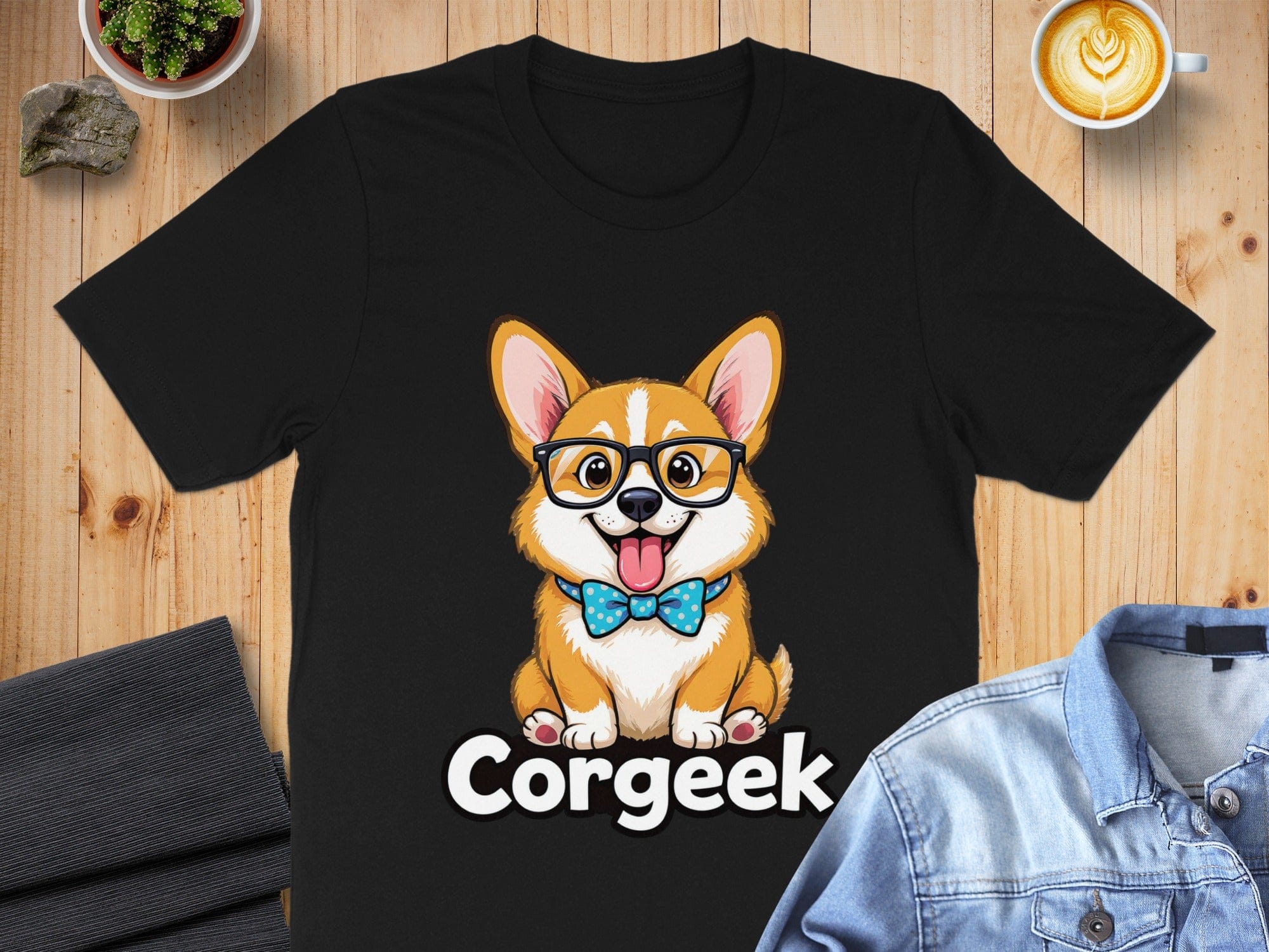 Cute Corgi with Glasses and Bow Tie T-Shirt