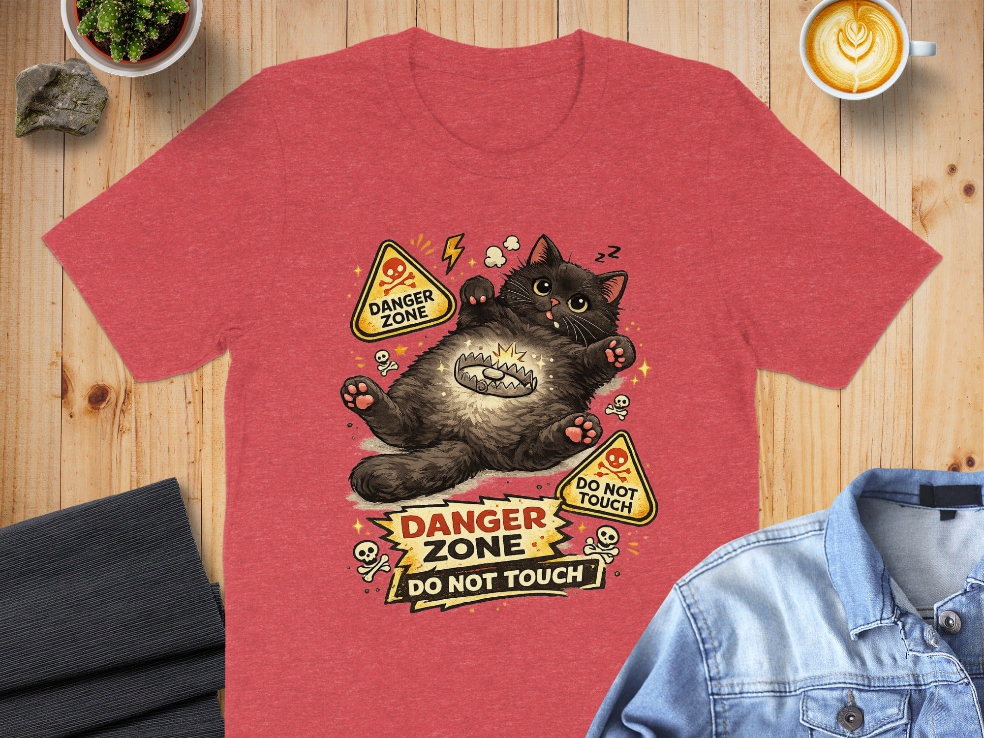 Cute Black Cat Danger Zone Do Not Touch T-shirt