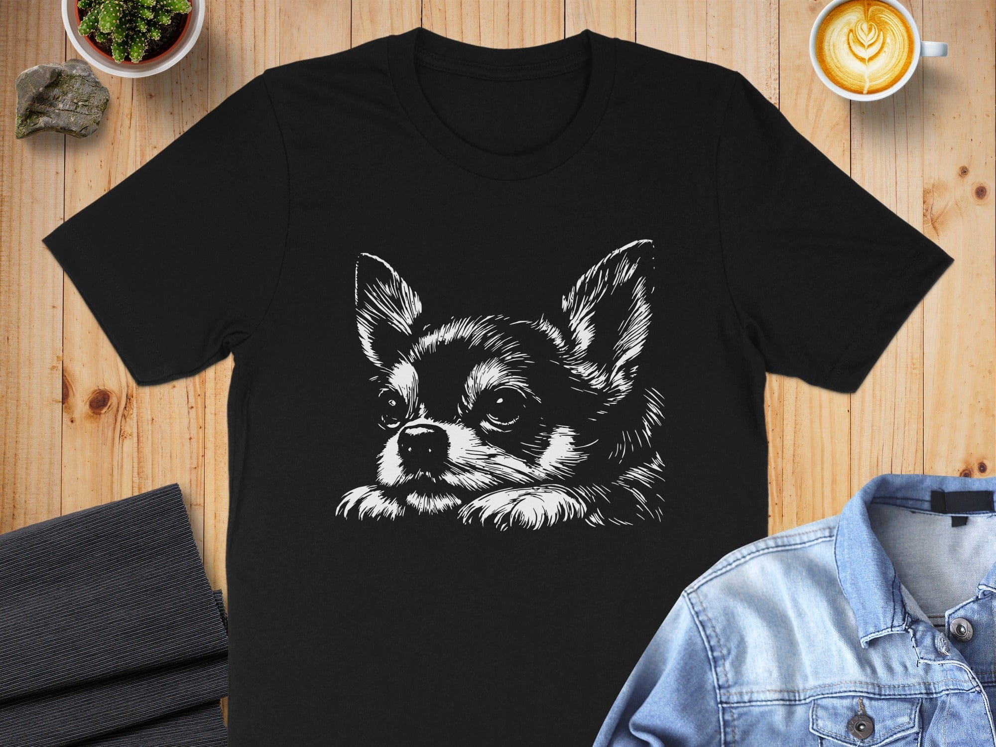 Adorable Chihuahua Dog Sketch Design T-shirt Product