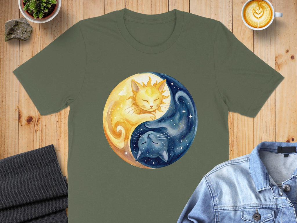 Yin Yang Cats Solar and Lunar Art Graphic Tee