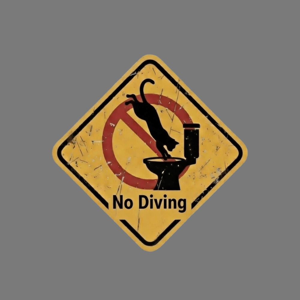 Funny No Diving Cat Toilet Warning Sign Product