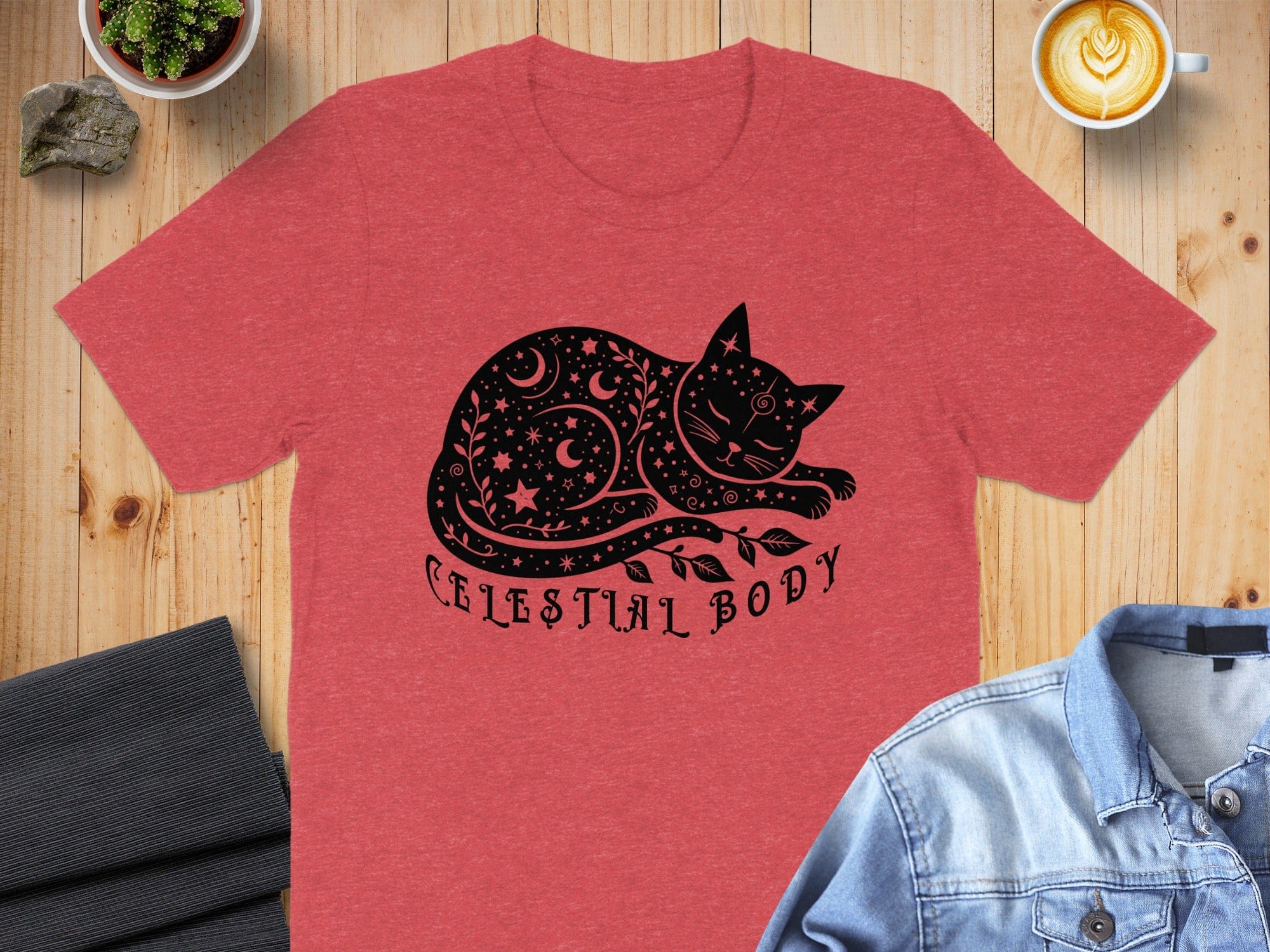 Celestial Body Cat Design Short Sleeve T-Shirt