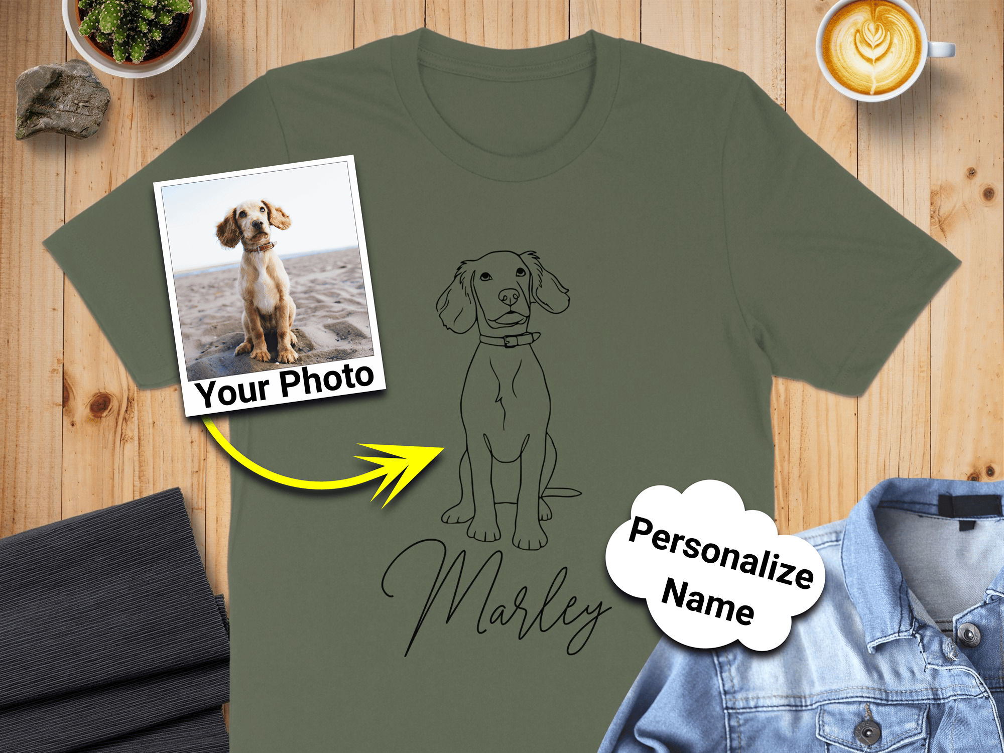 Custom Dog Photo and Name Personalized T-Shirt