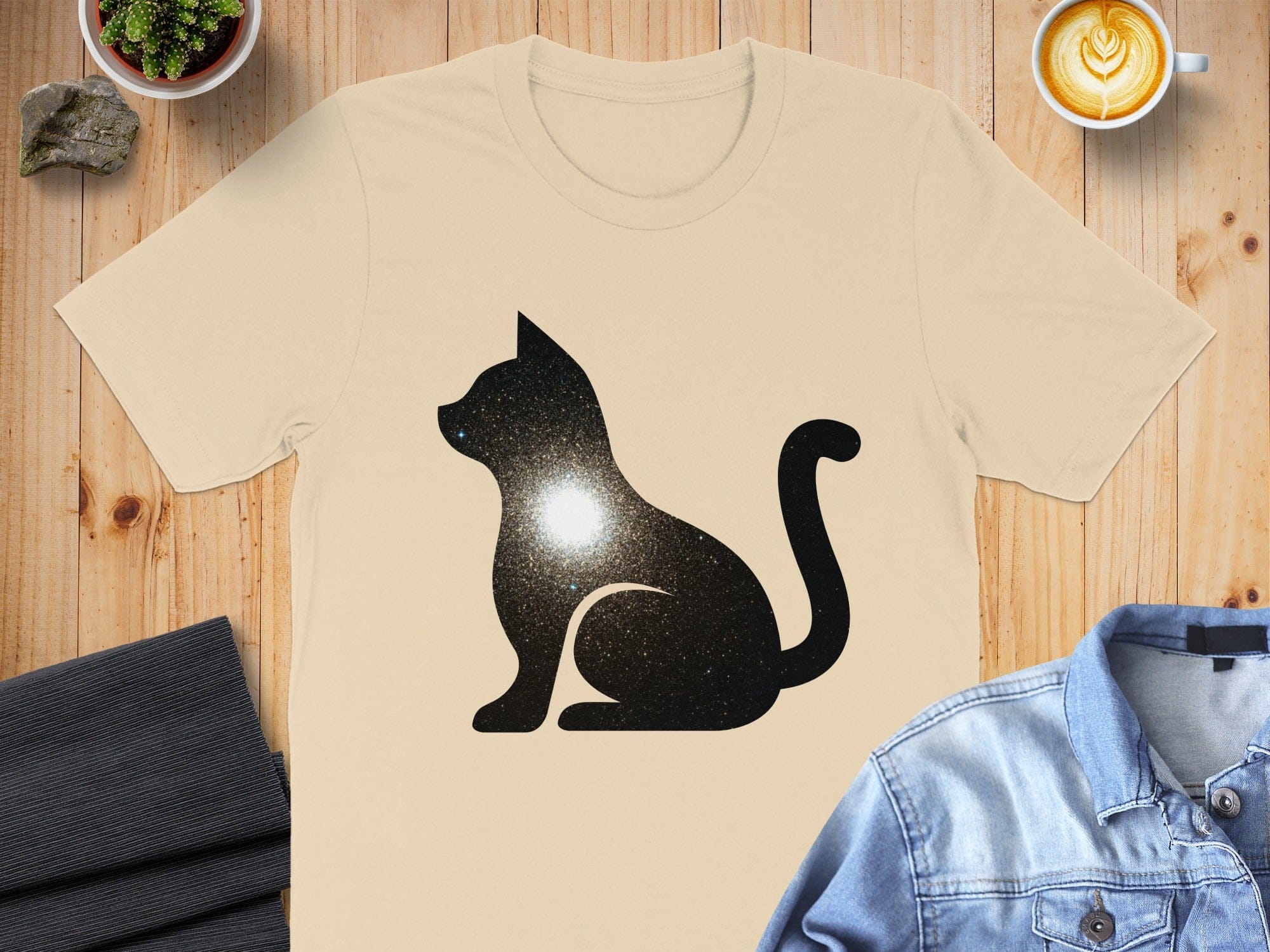 Silhouette Cat with Cosmic Design T-shirt product