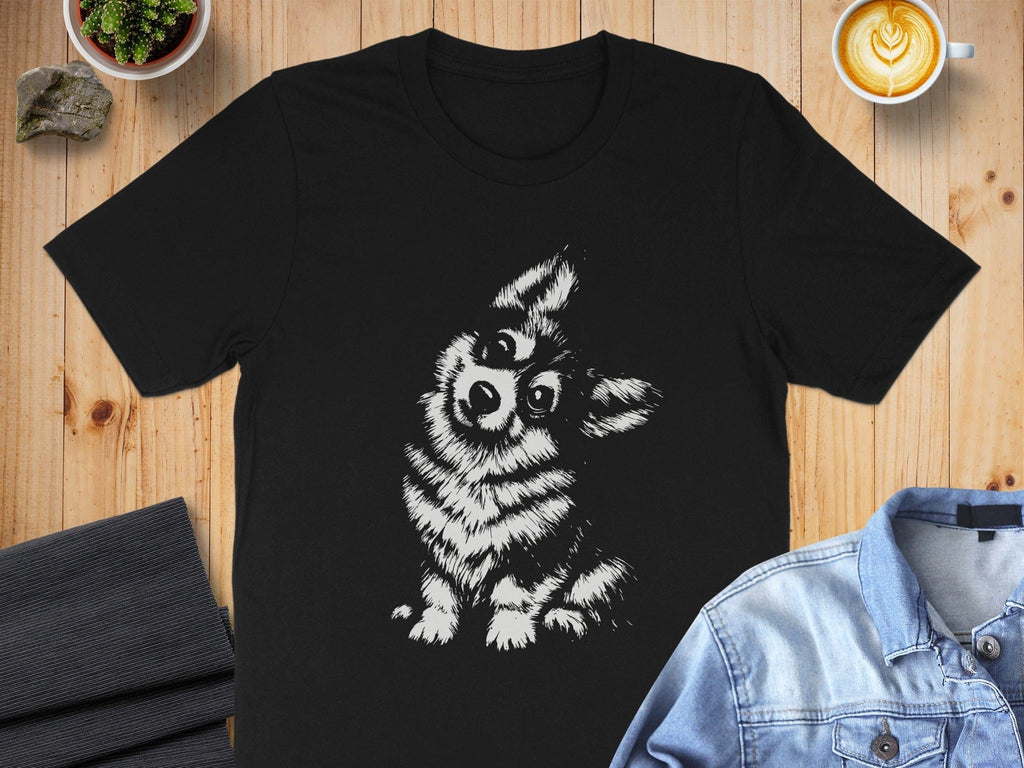 Fluffy Dog Art Black Graphic Tee Shirt for Sale