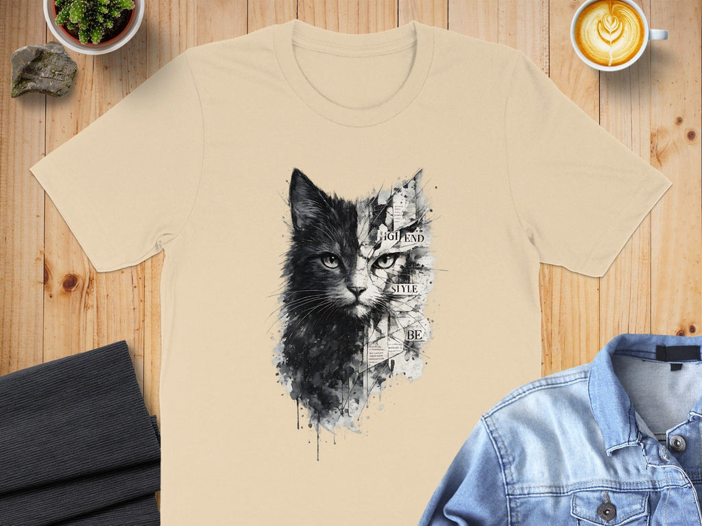 Artistic Cat Portrait with High End Style Design Shirt