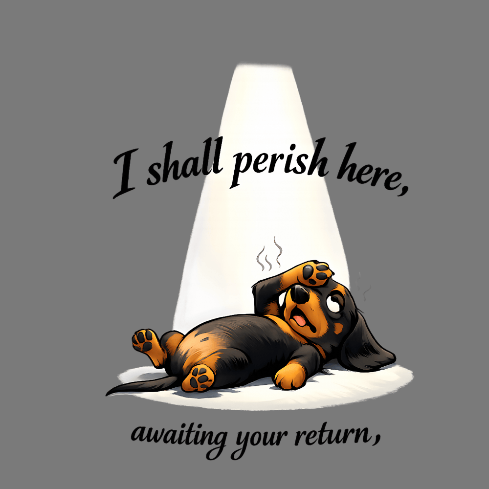 I Shall Perish Here Awaiting Your Return Dachshund Design