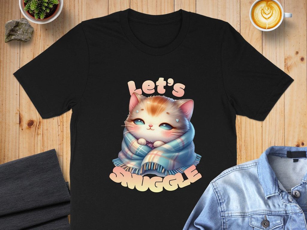 Cute Let's Snuggle Cat T-Shirt for Cozy Comfort