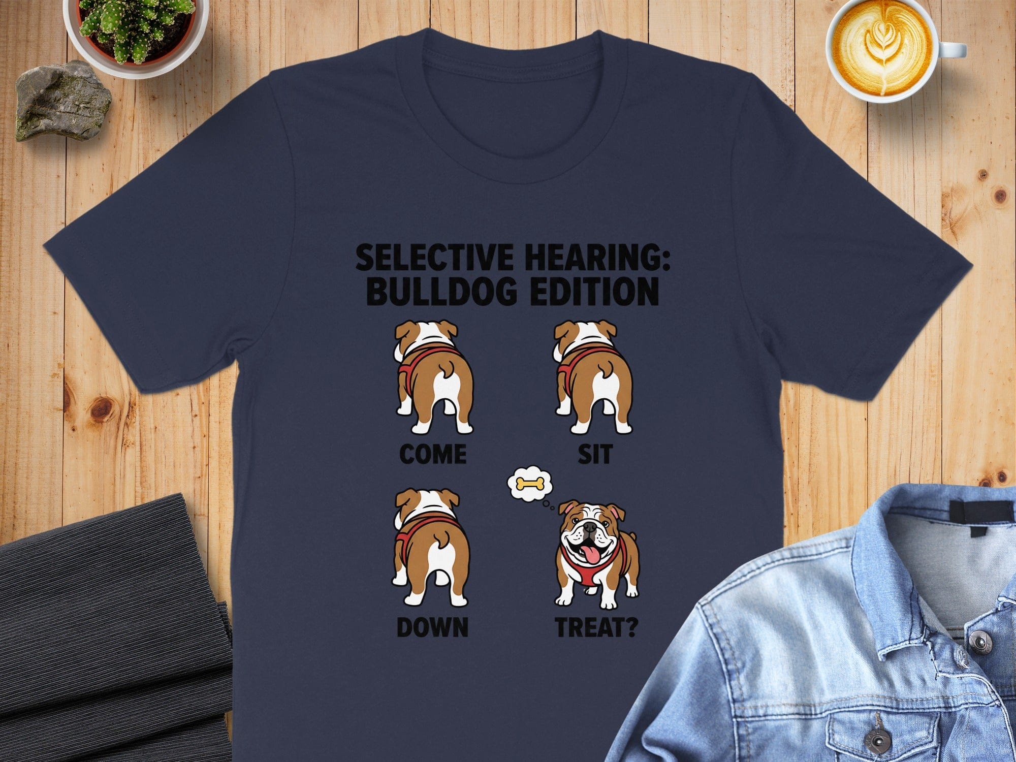 Selective Hearing Bulldog Edition Humorous T-shirt Design