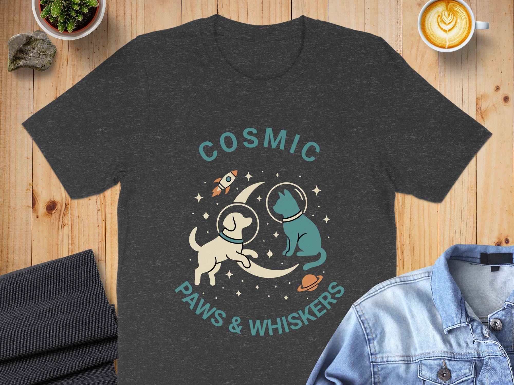 Cosmic Paws & Whiskers Graphic T-shirt