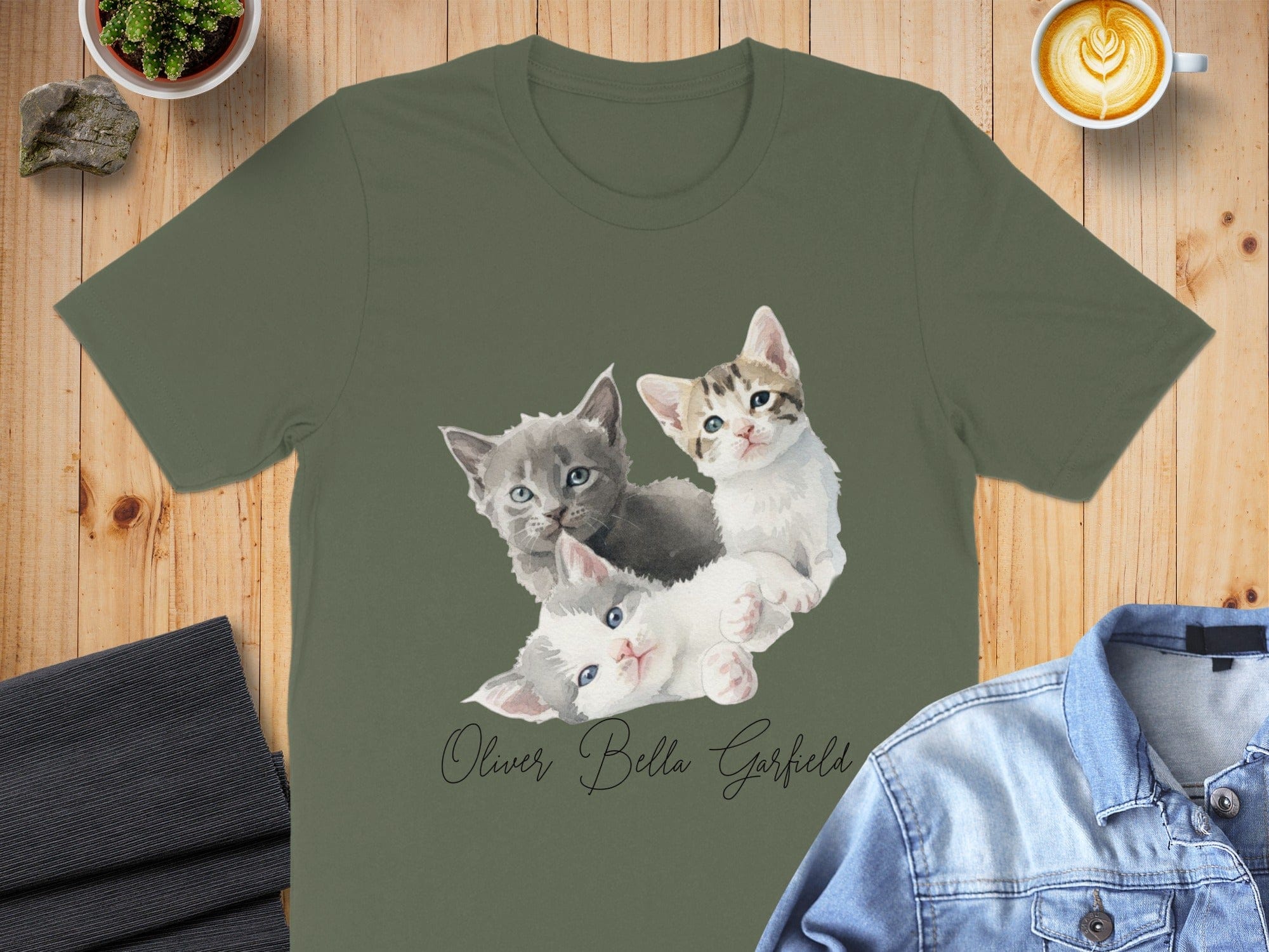 Cute Kittens Oliver Bella Garfield Graphic T-shirt