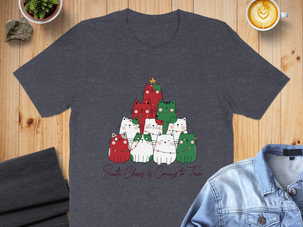 Santa Claws Cat Christmas Tree Graphic Shirt