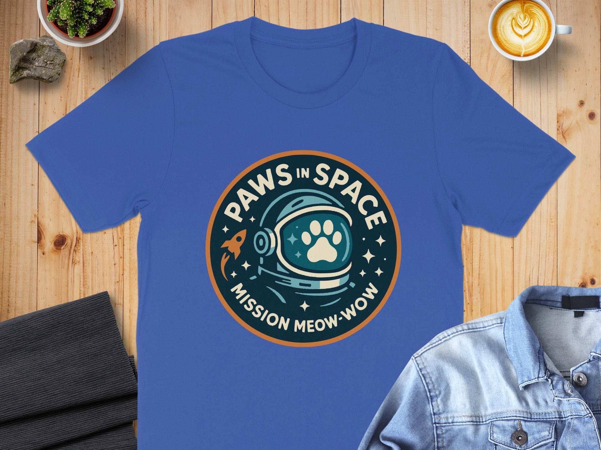 Paws in Space Mission Meow Wow Graphic T-shirt