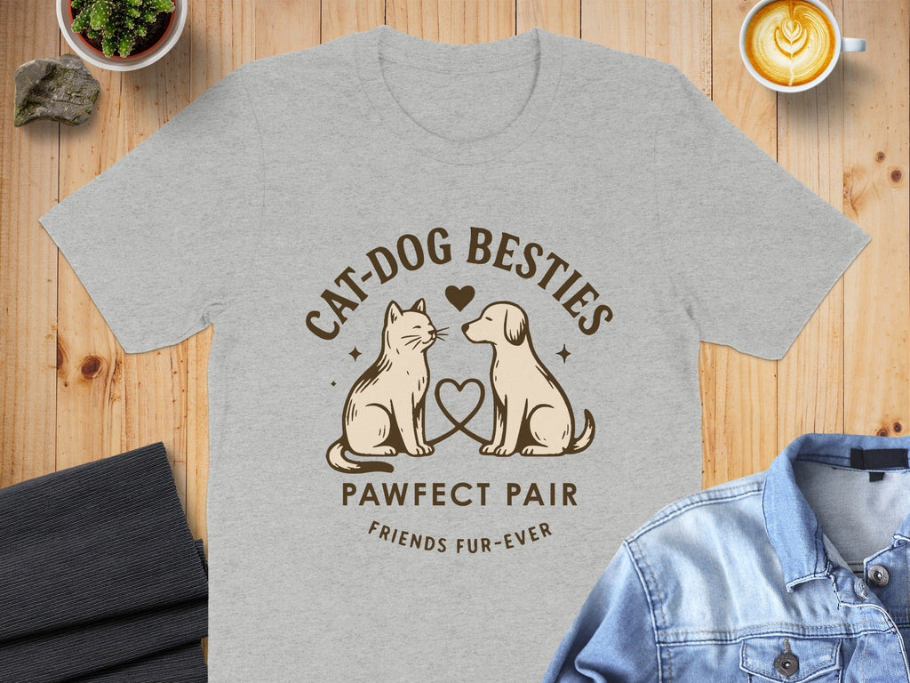 Cat Dog Besties Pawfect Pair Friends Fur Ever Shirt