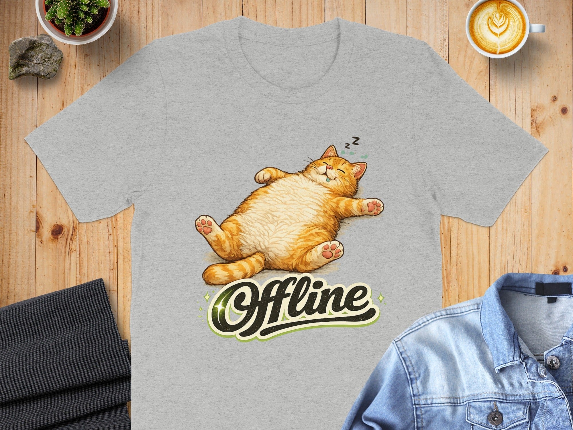 Funny Sleeping Cat Offline Graphic T-shirt Design