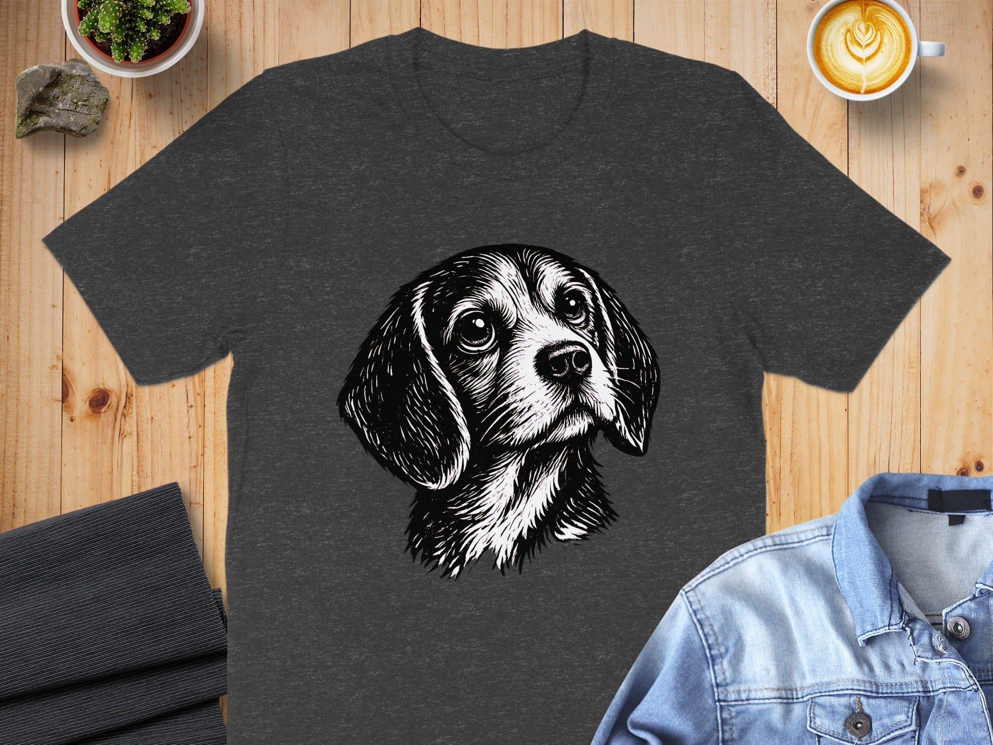 Adorable Puppy Illustration on Black Graphic Tee