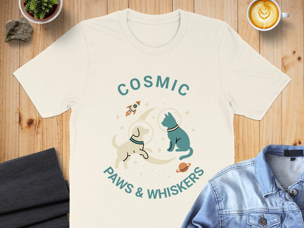 Cosmic Paws and Whiskers T-Shirt for Pet Lovers