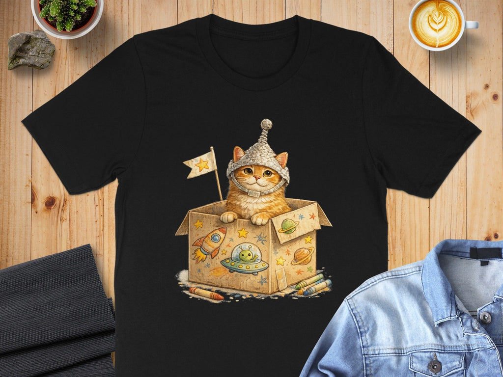 Cute Cat Astronaut in Cardboard Box T-shirt