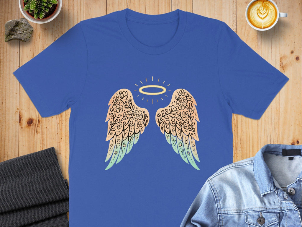 Angel Wings with Halo Design Short Sleeve T-Shirt