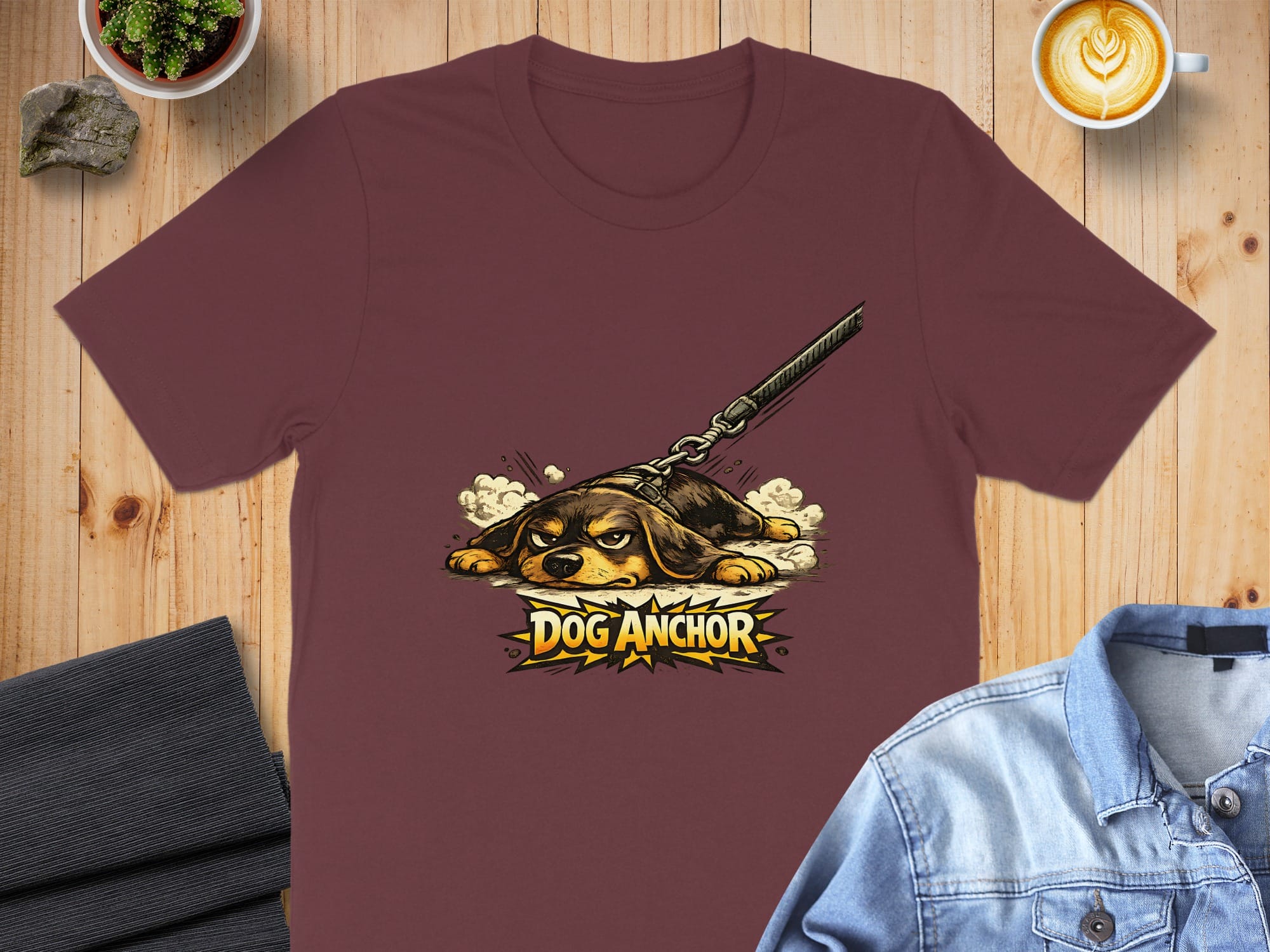 Funny Dog Anchor Graphic Design Novelty Shirt
