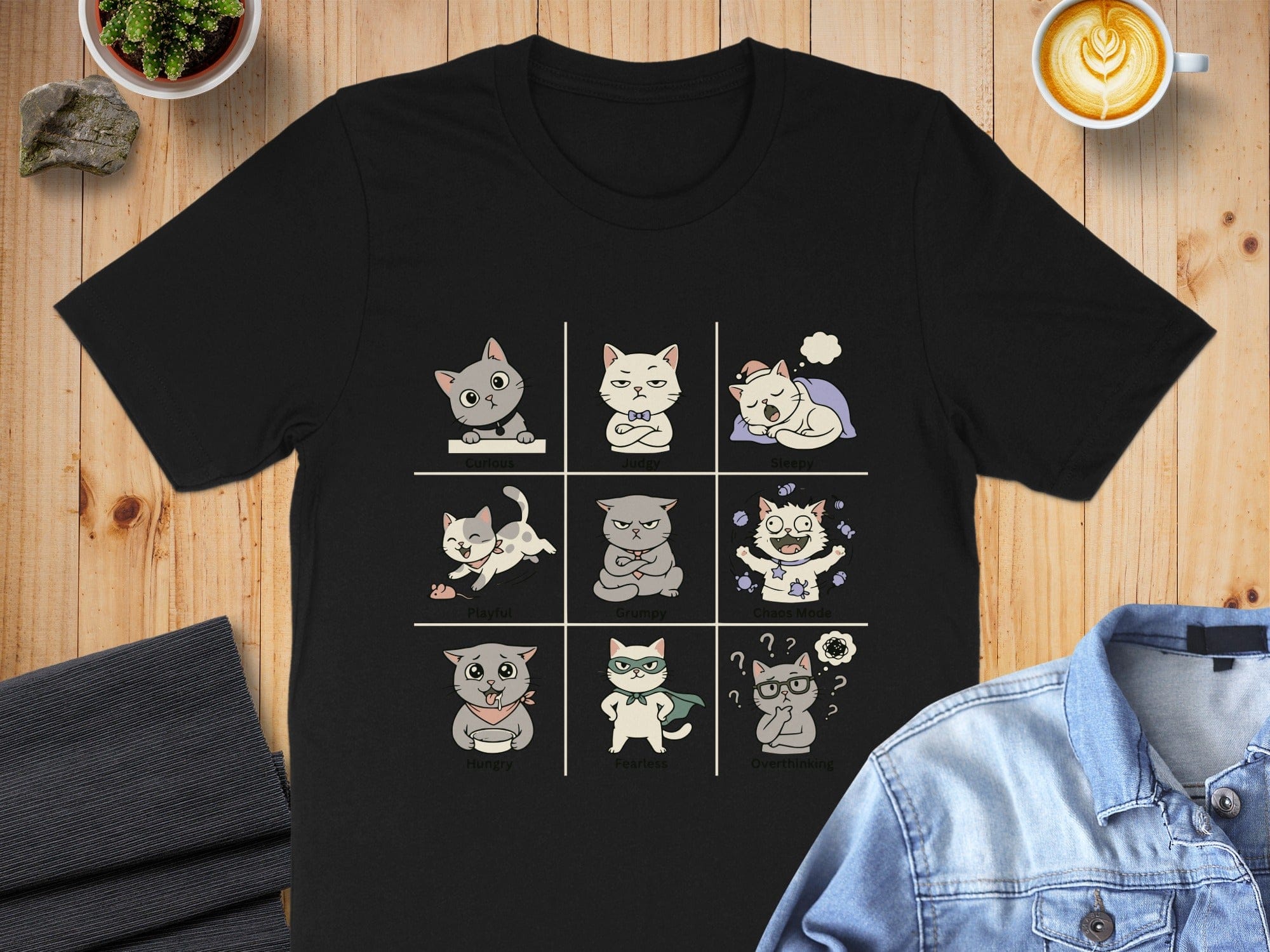 Cat Emotions Graphic Tee for Cat Lovers Shirt