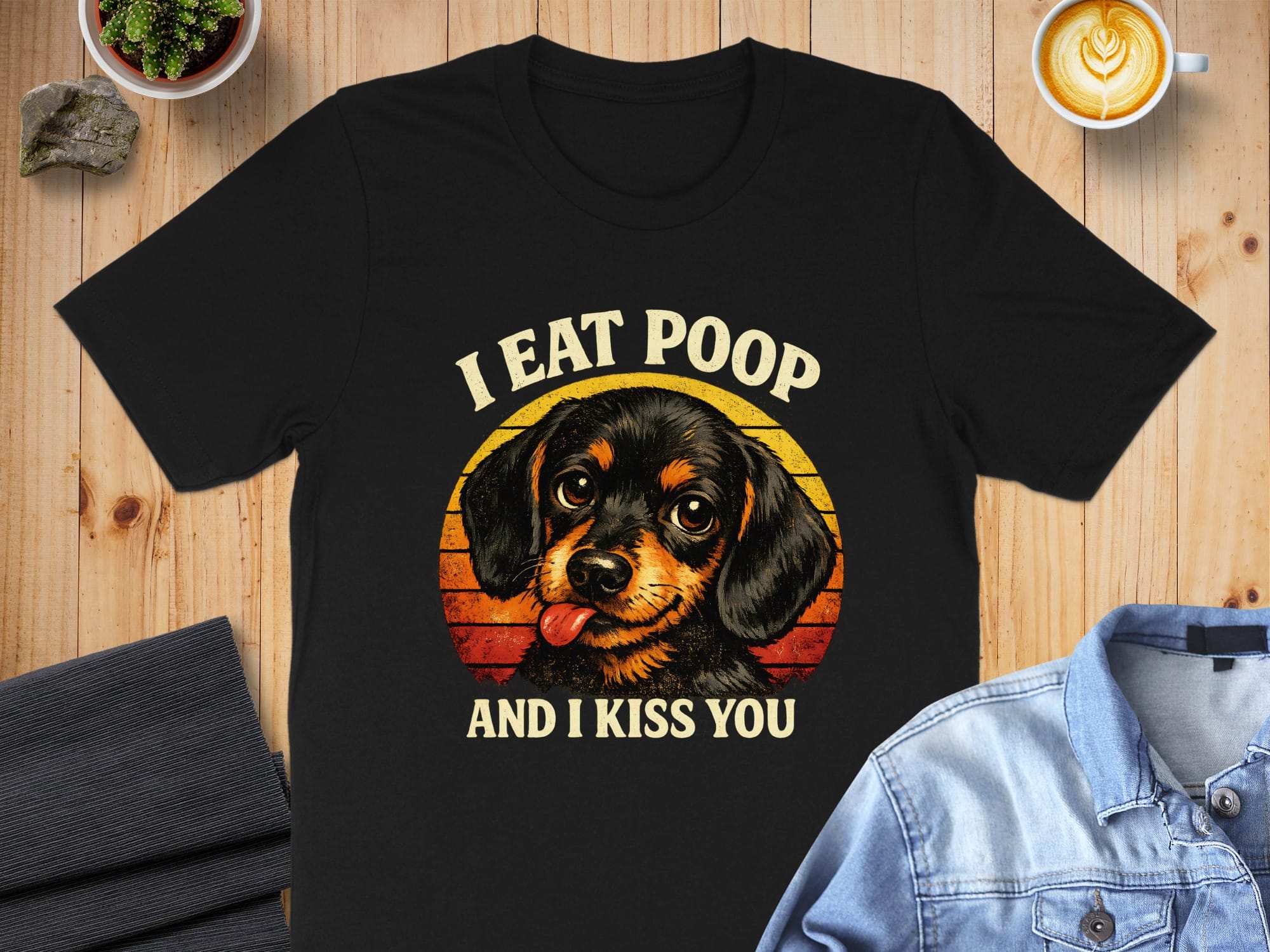 Funny Dog T-Shirt with I Eat Poop and I Kiss You Design