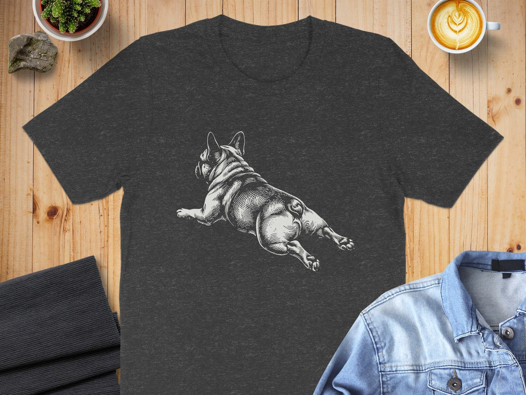 French Bulldog Sketch Graphic on Black T-shirt