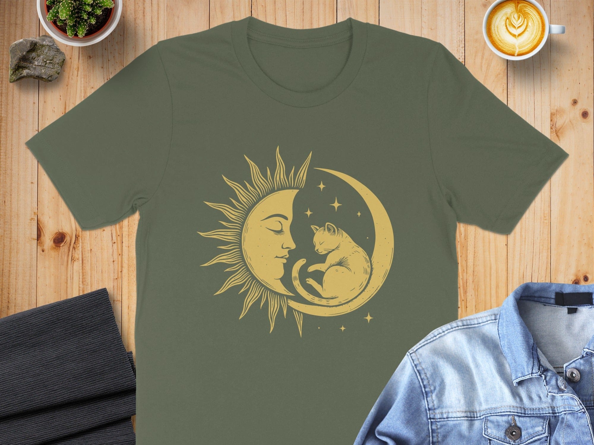 Mystic Sun and Moon with Cat T-Shirt