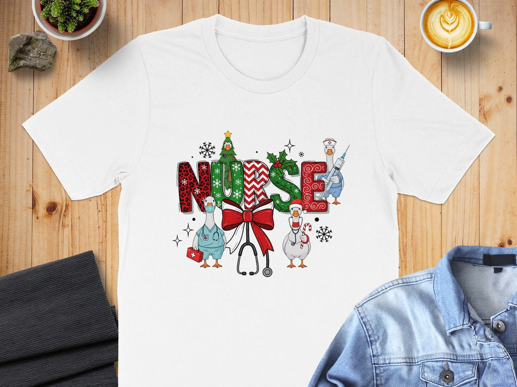 Festive Nurse Graphic Tee With Holiday Theme