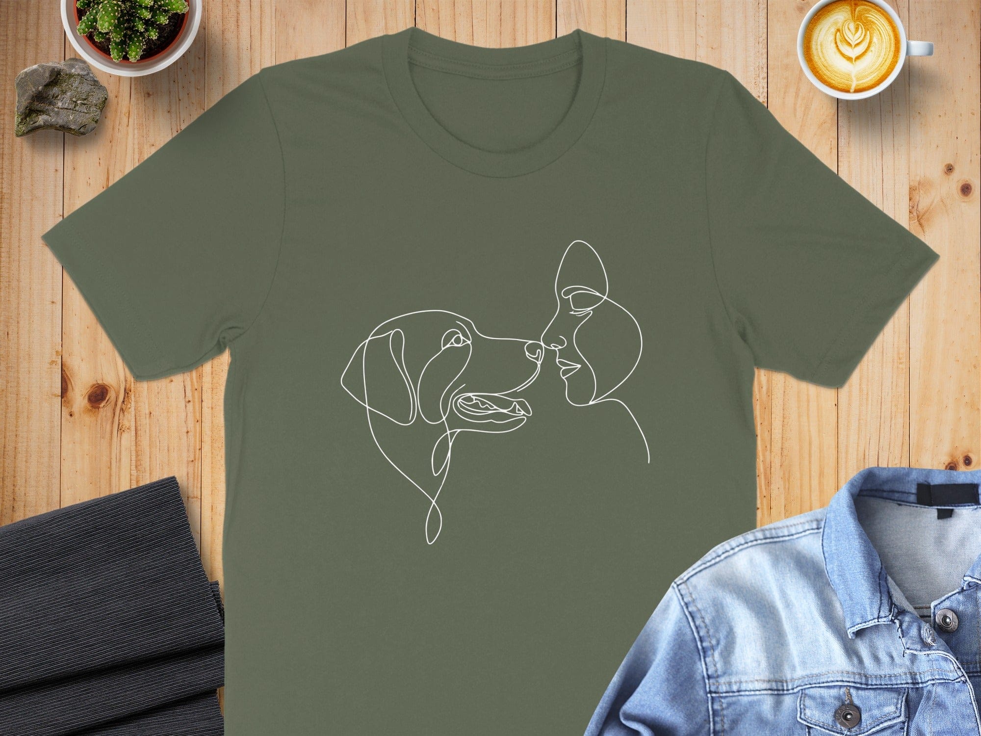 Artistic Line Drawing of Woman and Dog T-Shirt