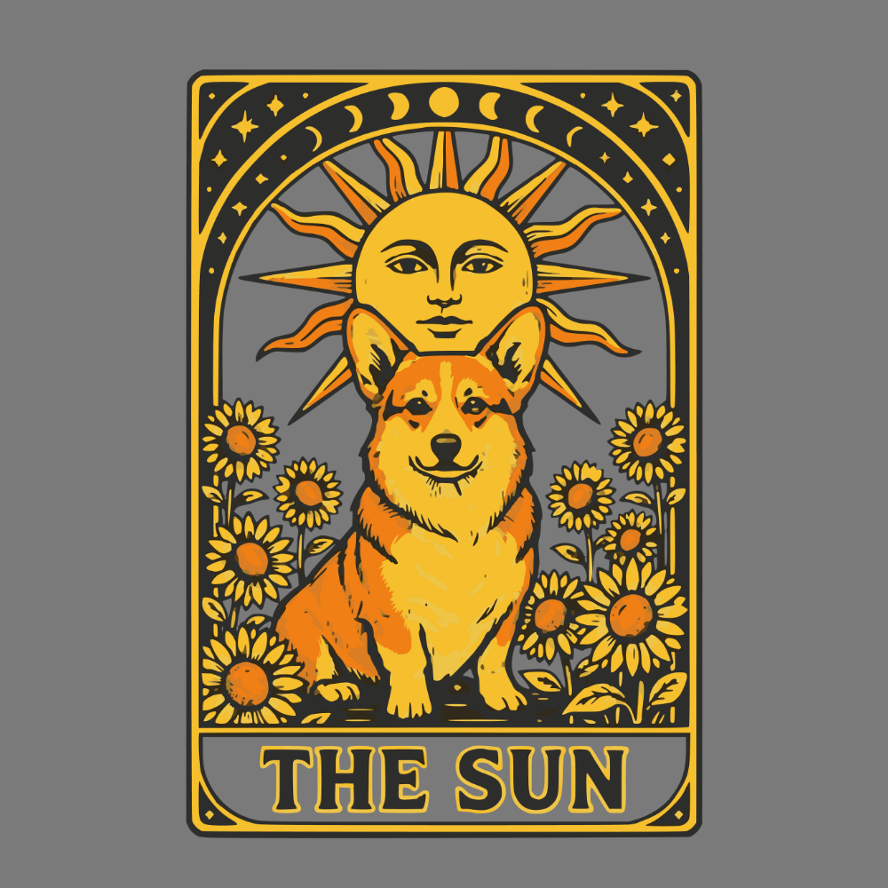 Vibrant Corgi Tarot Card Illustration Art Print