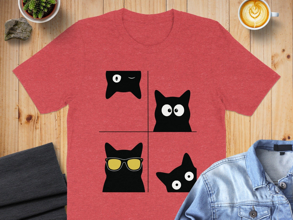 Cute Cat Faces Graphic Design Tee Shirt Product