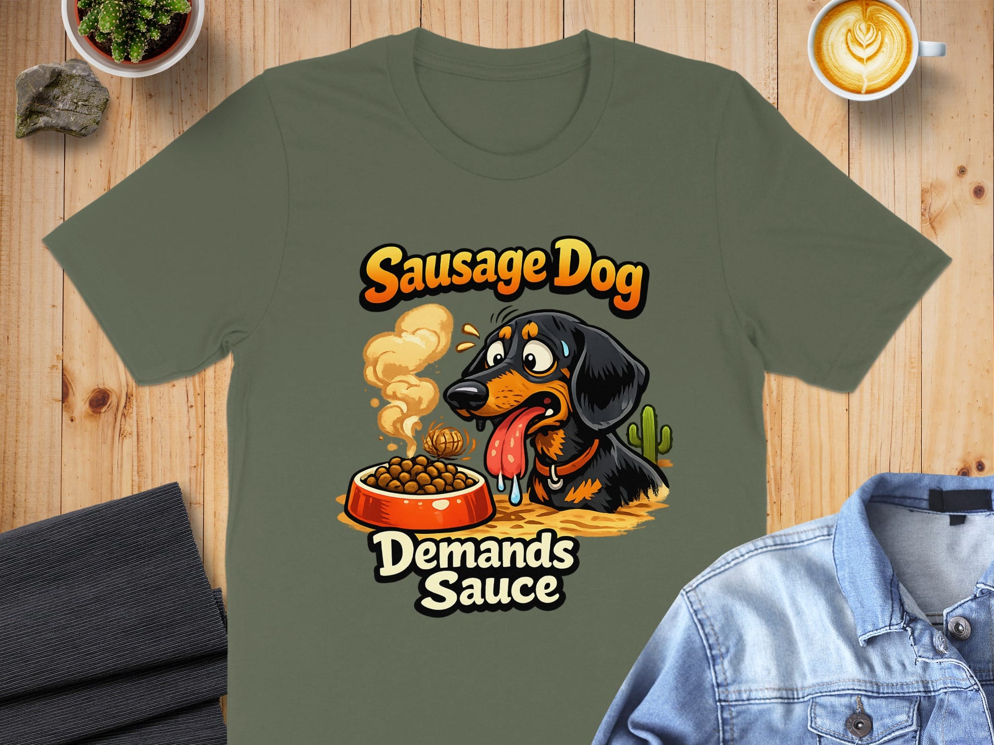 Sausage Dog Demands Sauce T-shirt Funny Graphic Tee