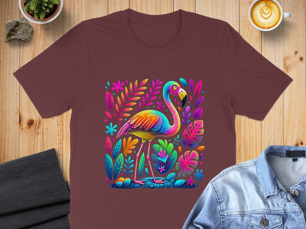 Colorful Flamingo Design Vibrant Nature Art T-Shirt