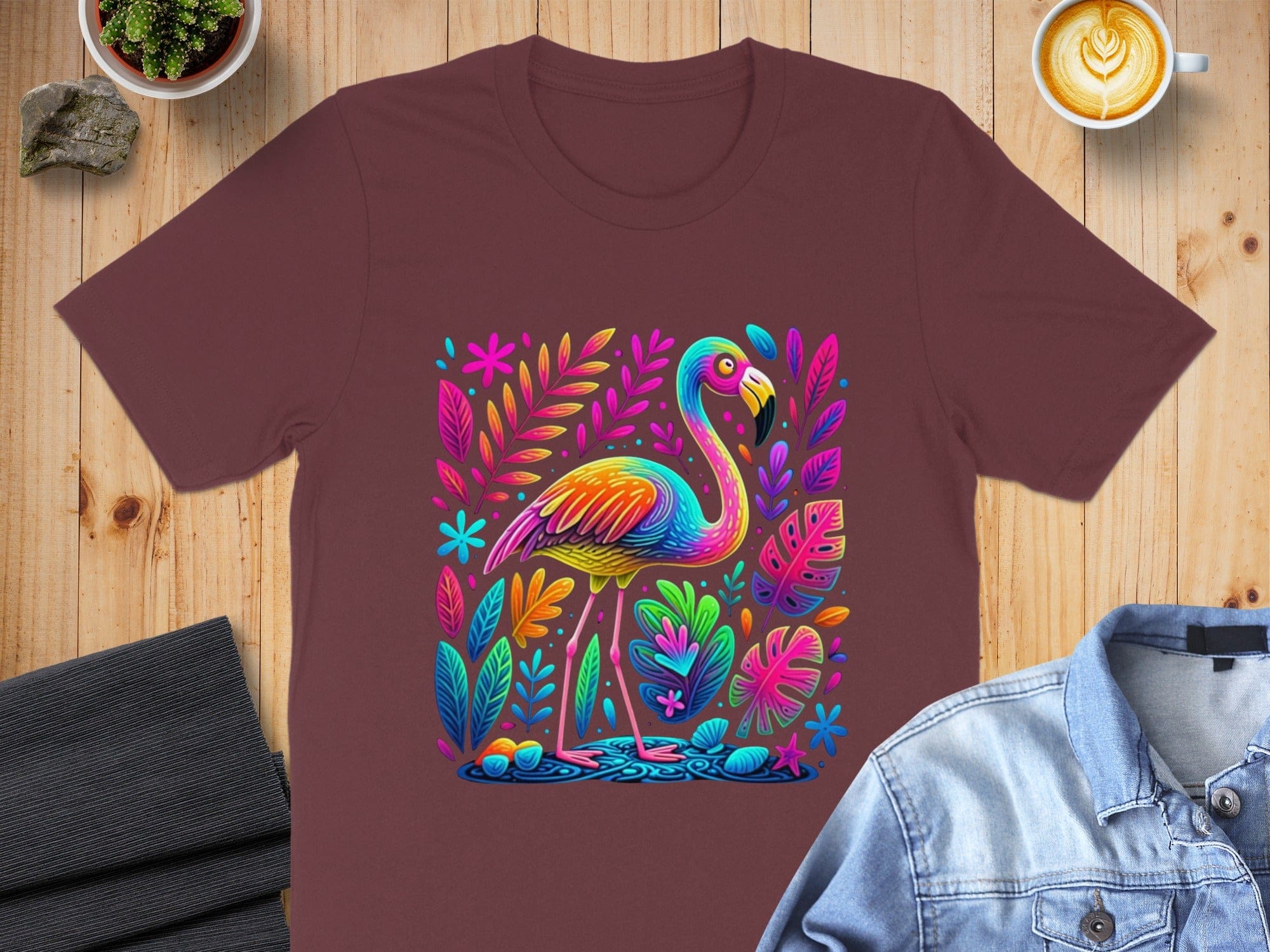 Colorful Flamingo Design Vibrant Nature Art T-Shirt