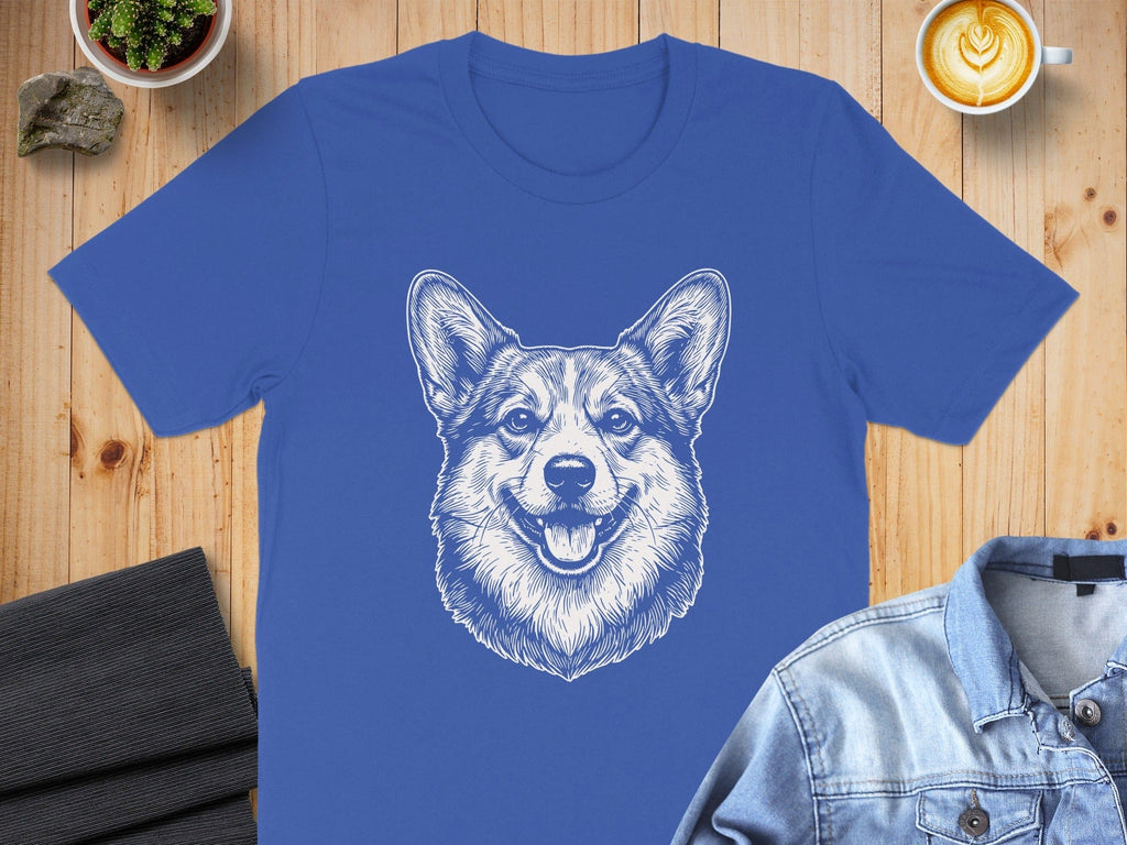 Blue T-Shirt with Happy Dog Print Design for Pet Lovers