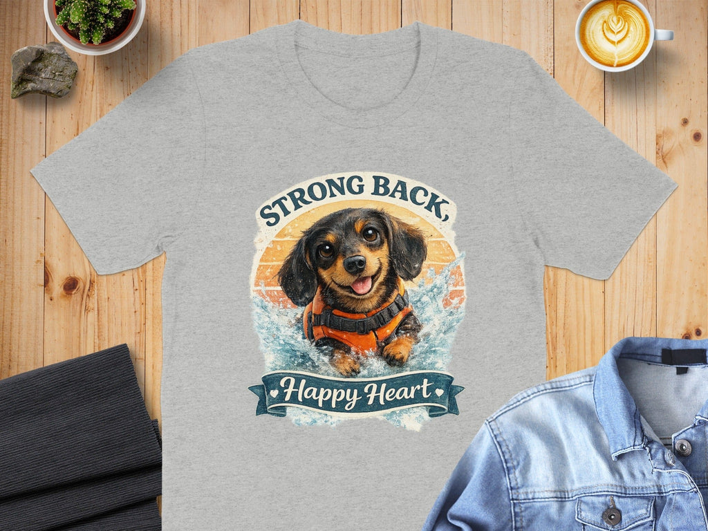 Strong Back Happy Heart Cute Swimming Dog T-shirt