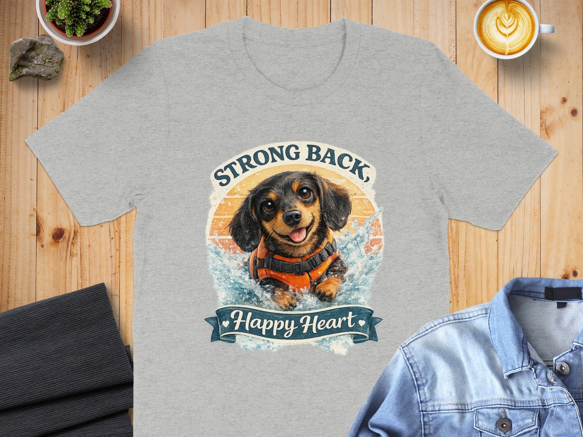 Strong Back Happy Heart Cute Swimming Dog T-shirt