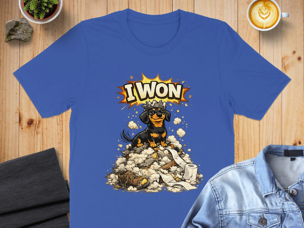 I Won Graphic T-shirt with Cartoon Dog Design