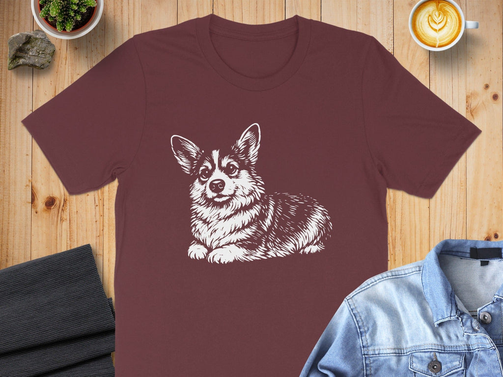 Cute Corgi Dog Illustration Casual Unisex T-shirt Product