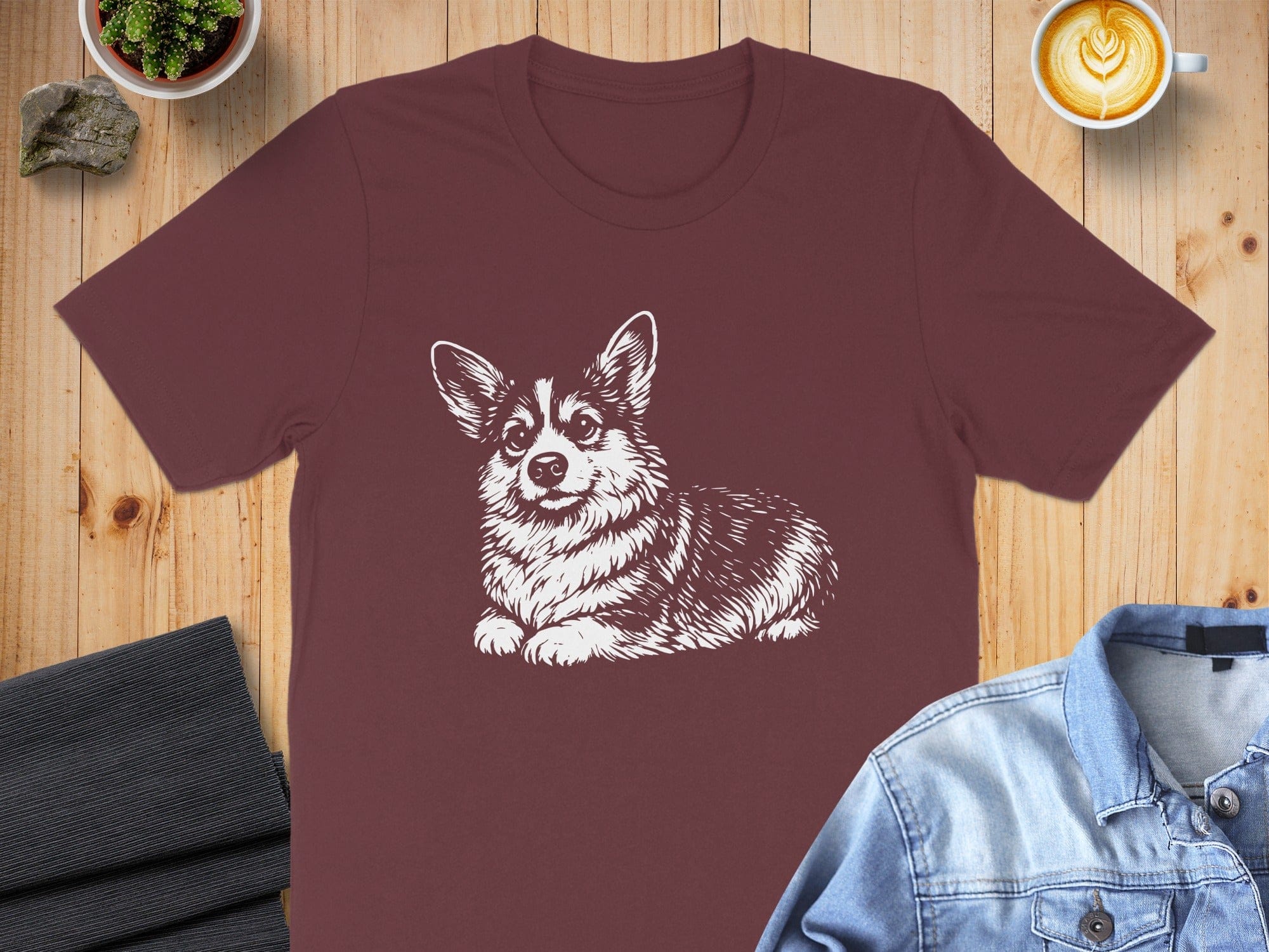 Cute Corgi Dog Illustration Casual Unisex T-shirt Product