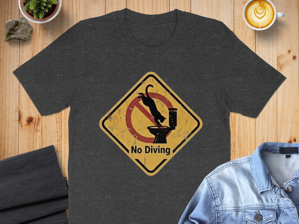 No Diving Toilet Sign Graphic Tee for Casual Wear