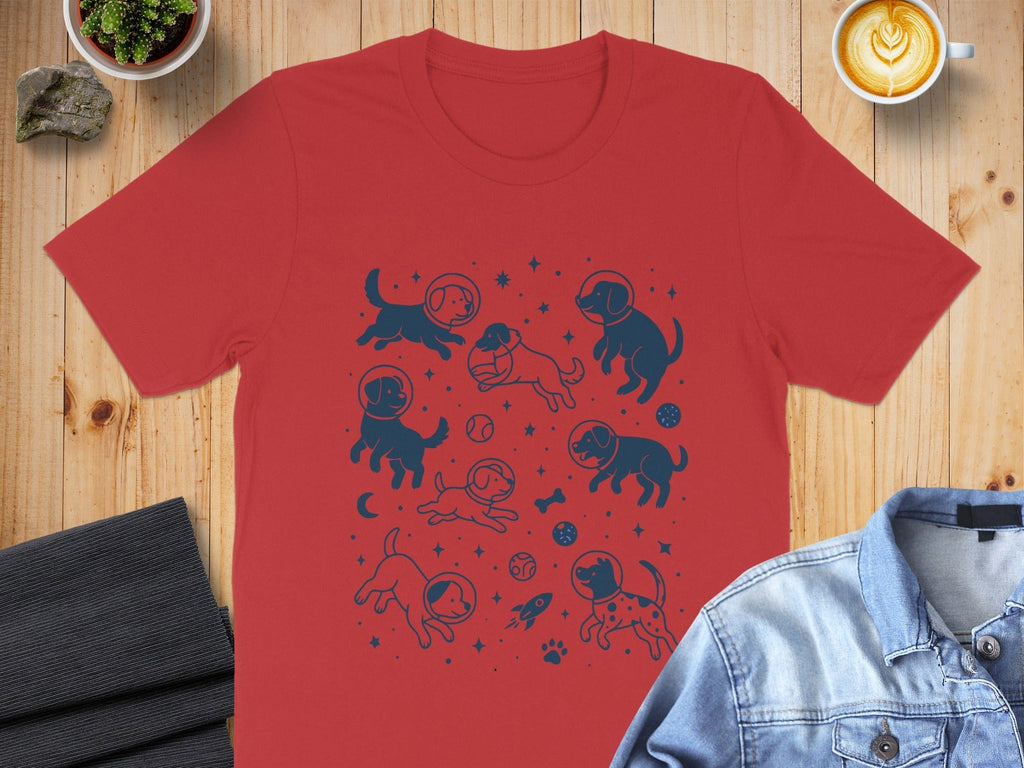 Space Doggies Graphic Art T-Shirt Ideal for Pet Lovers