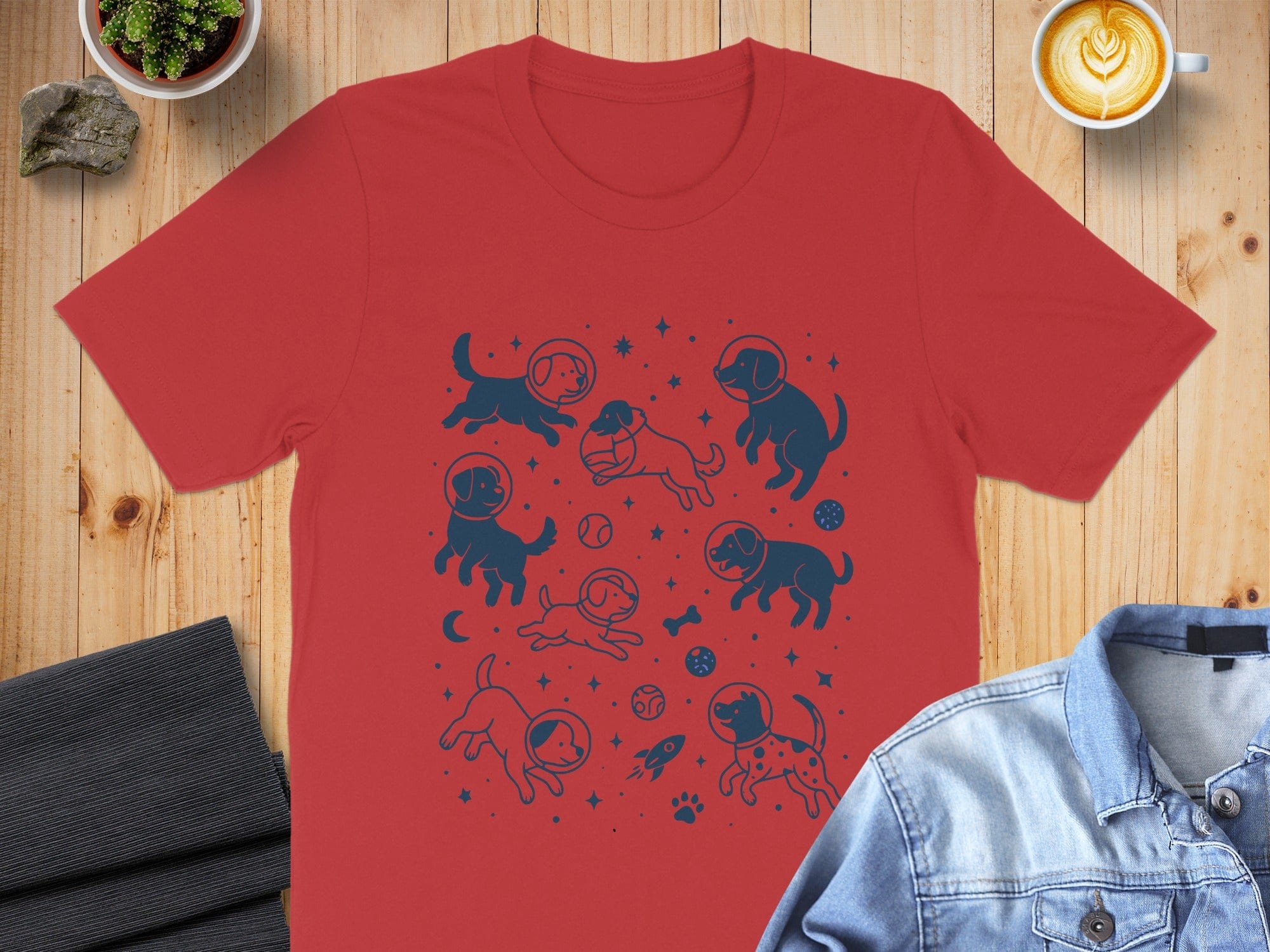 Space Doggies Graphic Art T-Shirt Ideal for Pet Lovers